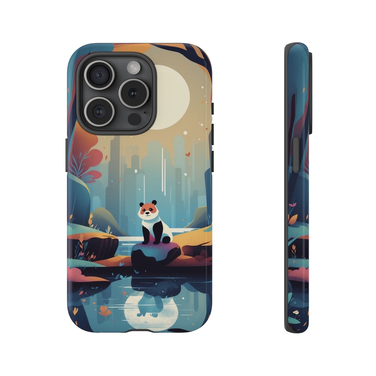 iPhone 15 Pro / Glossy Phone Case - Stylised Panda Design Phone Case