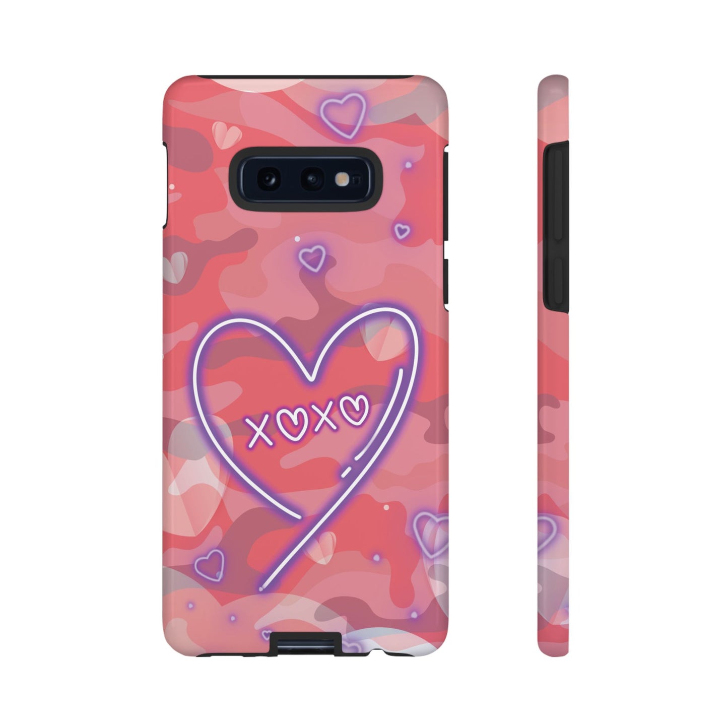 Love Heart Neon Camo Phone Case - Pink Phone Case - Samsung Galaxy S10E / Glossy