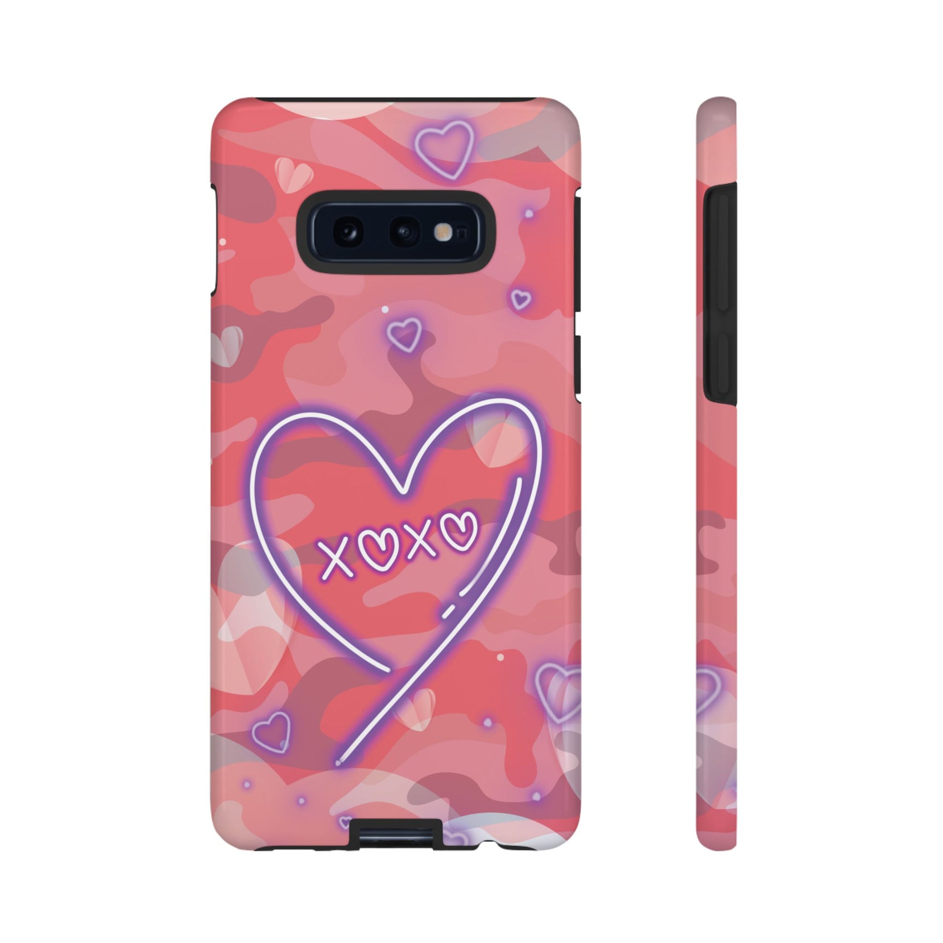 Love Heart Neon Camo Phone Case - Pink Phone Case - Samsung Galaxy S10E / Glossy