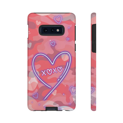 Love Heart Neon Camo Phone Case - Pink Phone Case - Samsung Galaxy S10E / Glossy