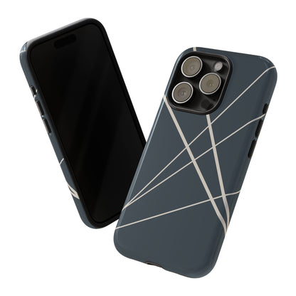Abstract Blue with Beige Lines Phone Case - Blue Phone Case