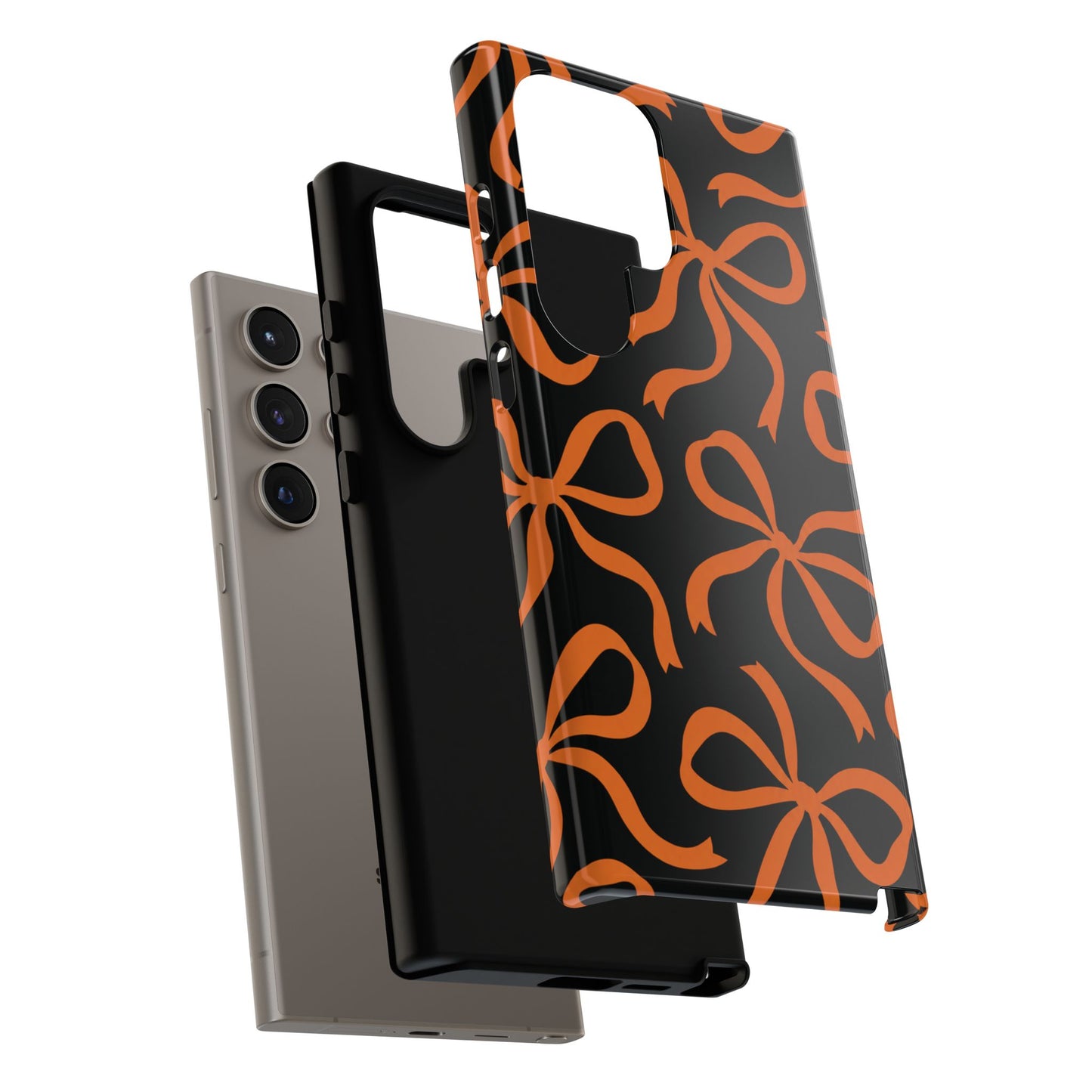 Bold Black and Burnt Orange Bow Pattern Phone Case