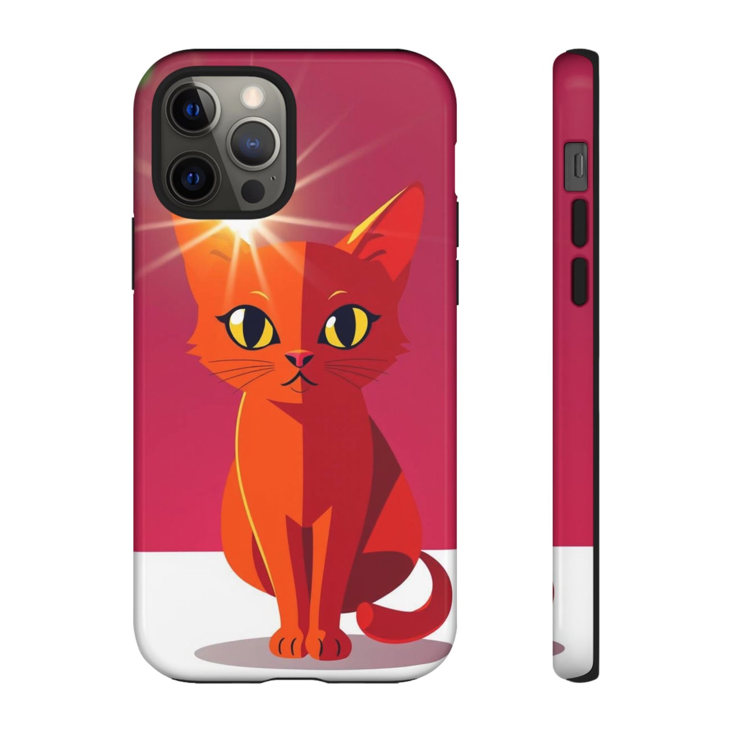 iPhone 12 Pro / Glossy Phone Case - Flashing Cat Design Phone Case