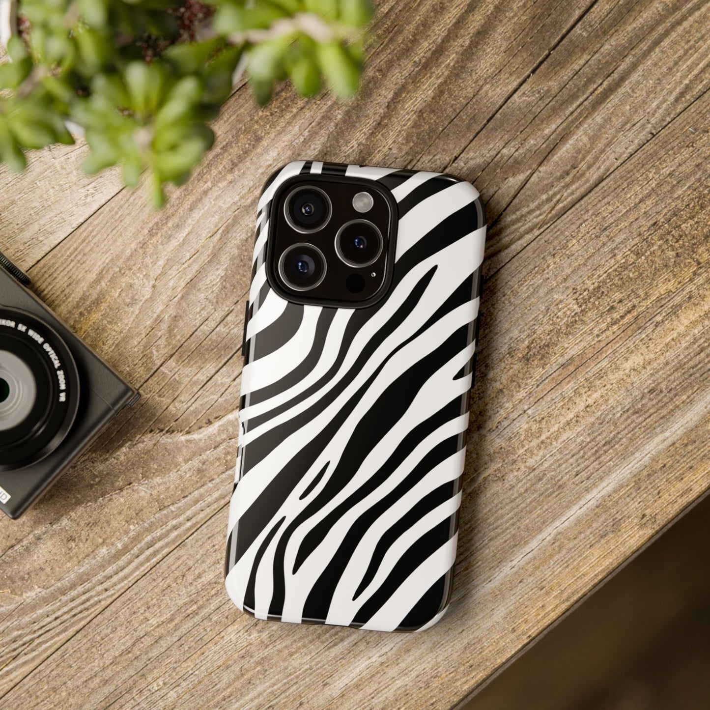 Modern Monochrome Zebra Print Phone Case