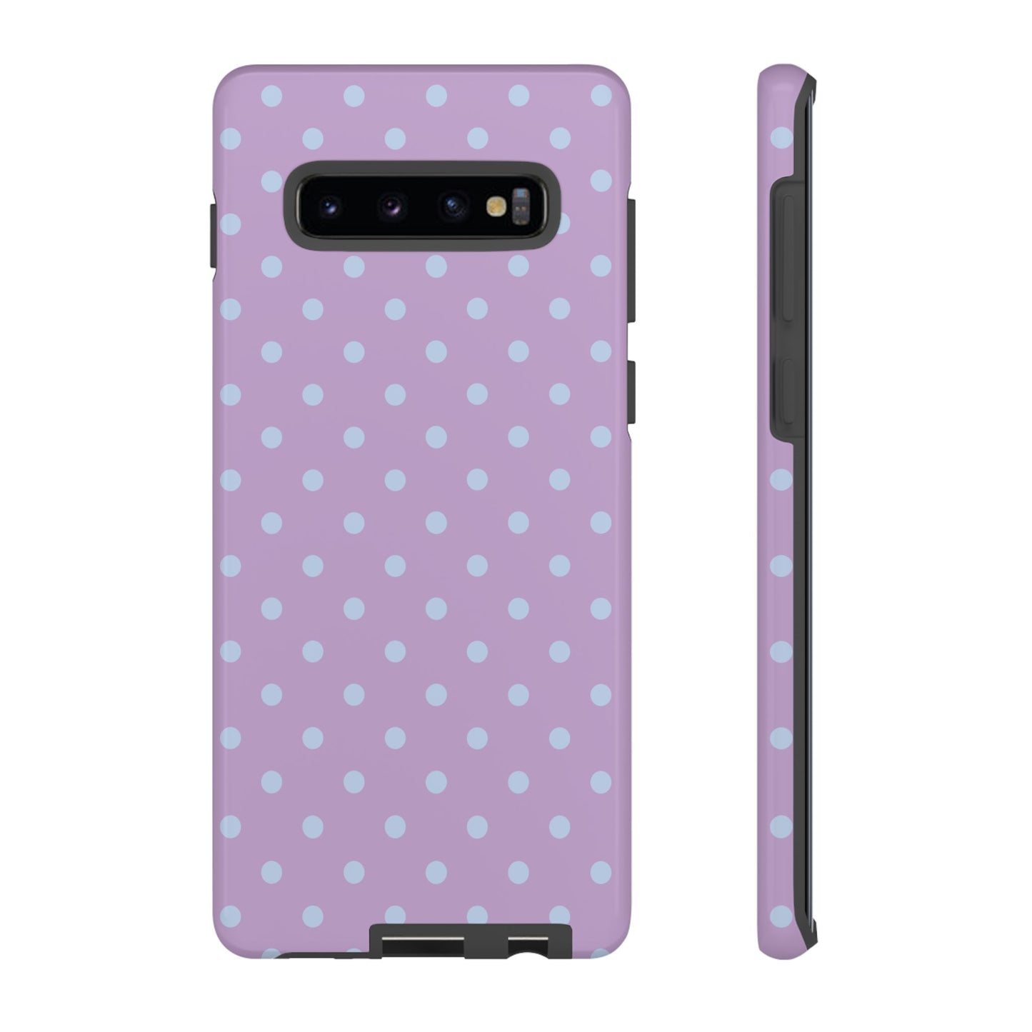 Samsung Galaxy S10 Plus / Glossy Phone Case - Trendy Lilac & Ice Blue Dot Pattern Phone Case
