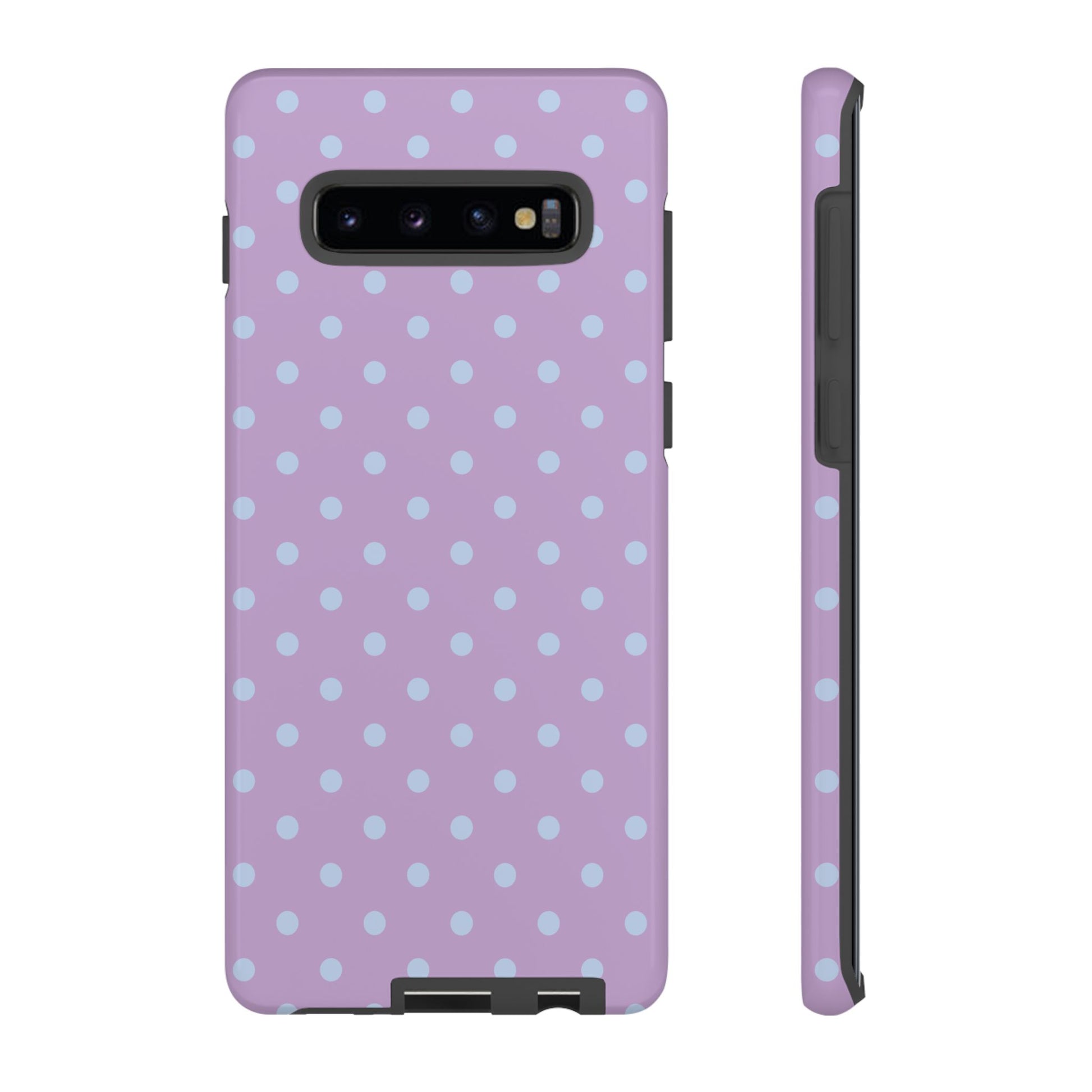 Samsung Galaxy S10 Plus / Glossy Phone Case - Trendy Lilac & Ice Blue Dot Pattern Phone Case
