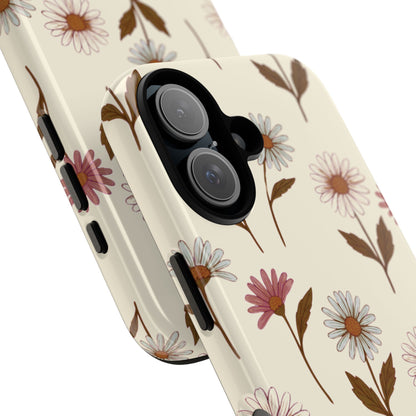 Pretty Cream & Rose Daisy Pattern Phone Case