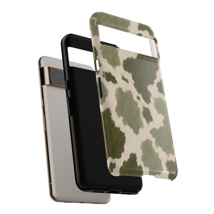 Stylish Olive Green Cow Print Phone Case