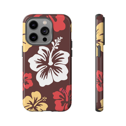 iPhone 14 Pro / Glossy Phone Case - ’Hibiscus Retro Pattern #2’ Phone Case