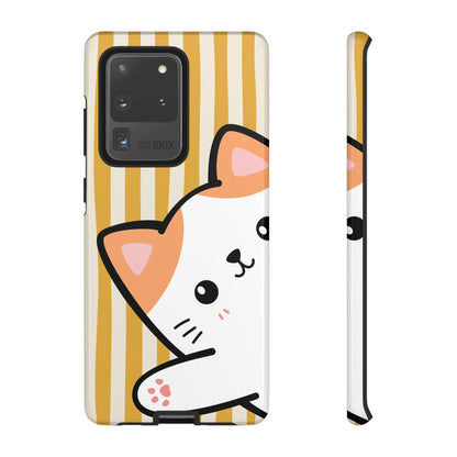 Playful Peakaboo Cat with Yellow Stripe Pattern Phone Case - Yellow Phone Case - Samsung Galaxy S20 Ultra / Glossy