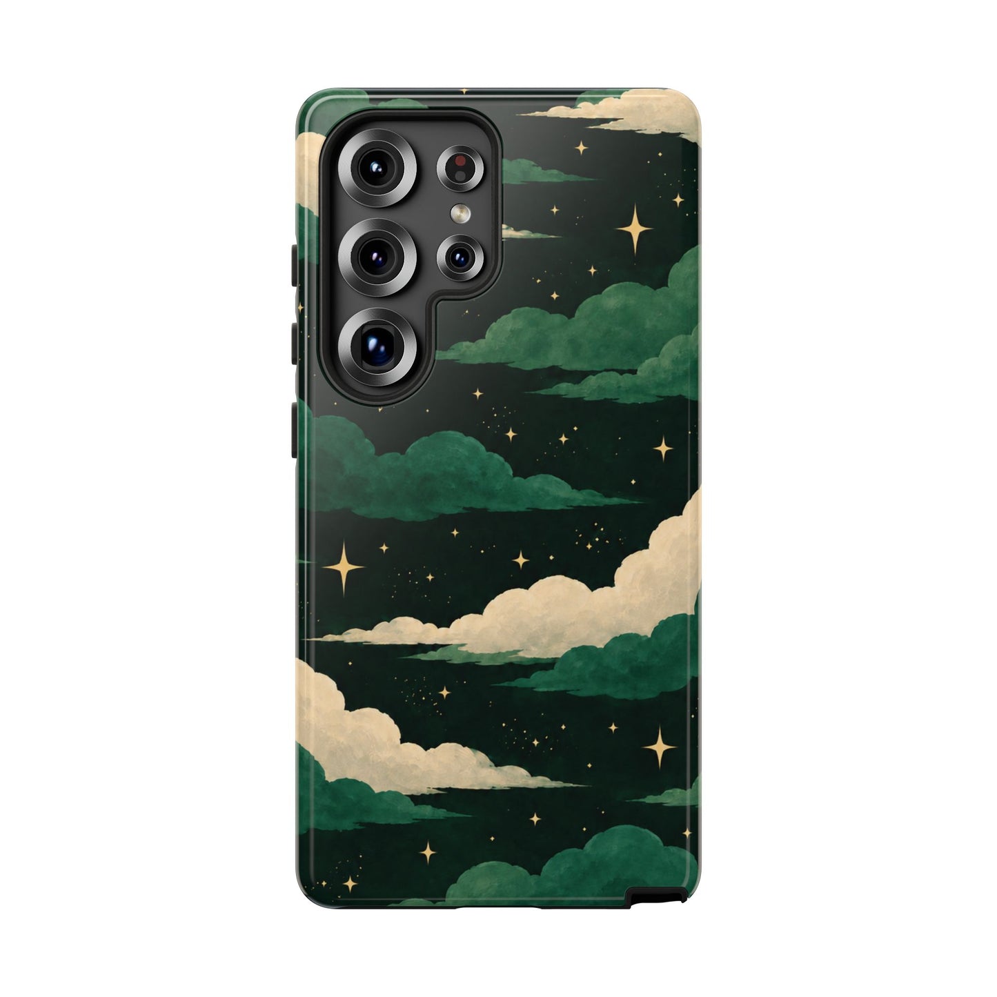 Illustrated Emerald Green Clouds & Stars Phone Case