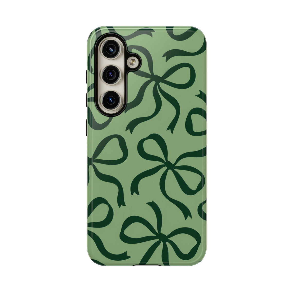 Bold Sage Green and Forest Green Bow Pattern Phone Case