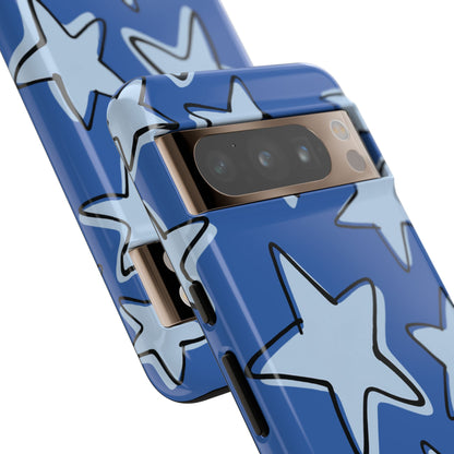 Cobalt Blue Doodle Star Phone Case