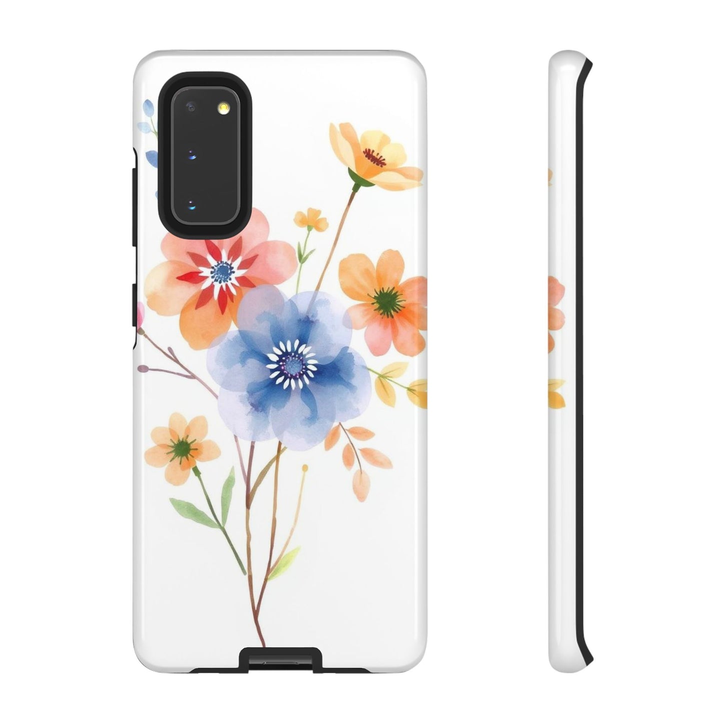 Samsung Galaxy S20 / Glossy Phone Case - Boho Chic Watercolour Bouquet Pattern Phone Case