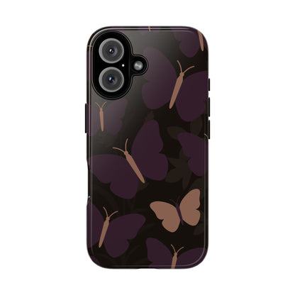 iPhone 16 / Glossy Phone Case - Minimalist Purple Butterfly Pattern Phone Case