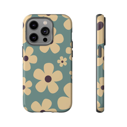 Cute Blue & Cream Daisy Pattern Phone Case - Blue Phone Case - iPhone 14 Pro / Glossy