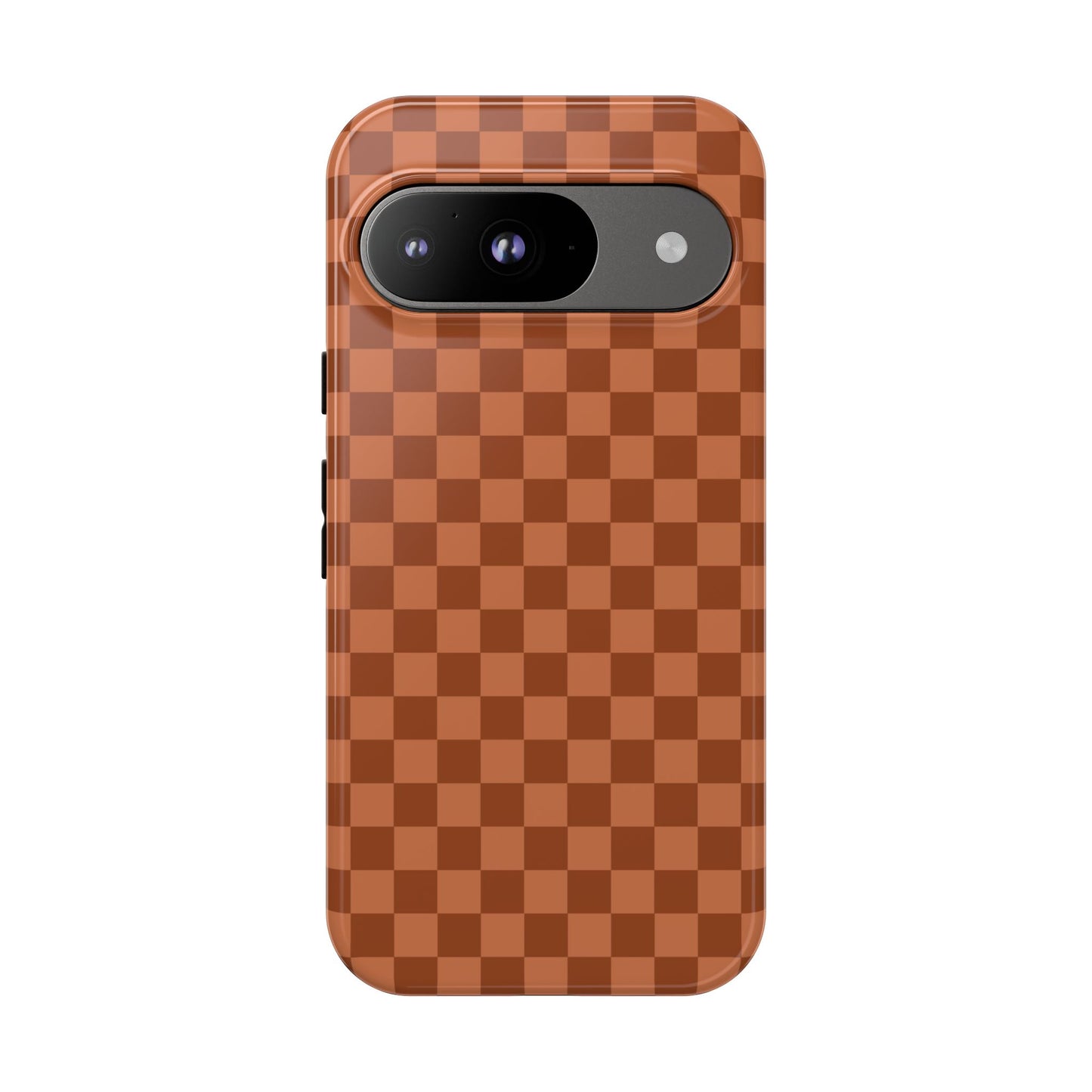 Google Pixel 9 / Glossy Phone Case - ’Bold Brown Checkered Pattern’ Phone Case