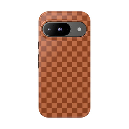 Google Pixel 9 / Glossy Phone Case - ’Bold Brown Checkered Pattern’ Phone Case