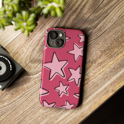 Raspberry Pink Doodle Star Phone Case