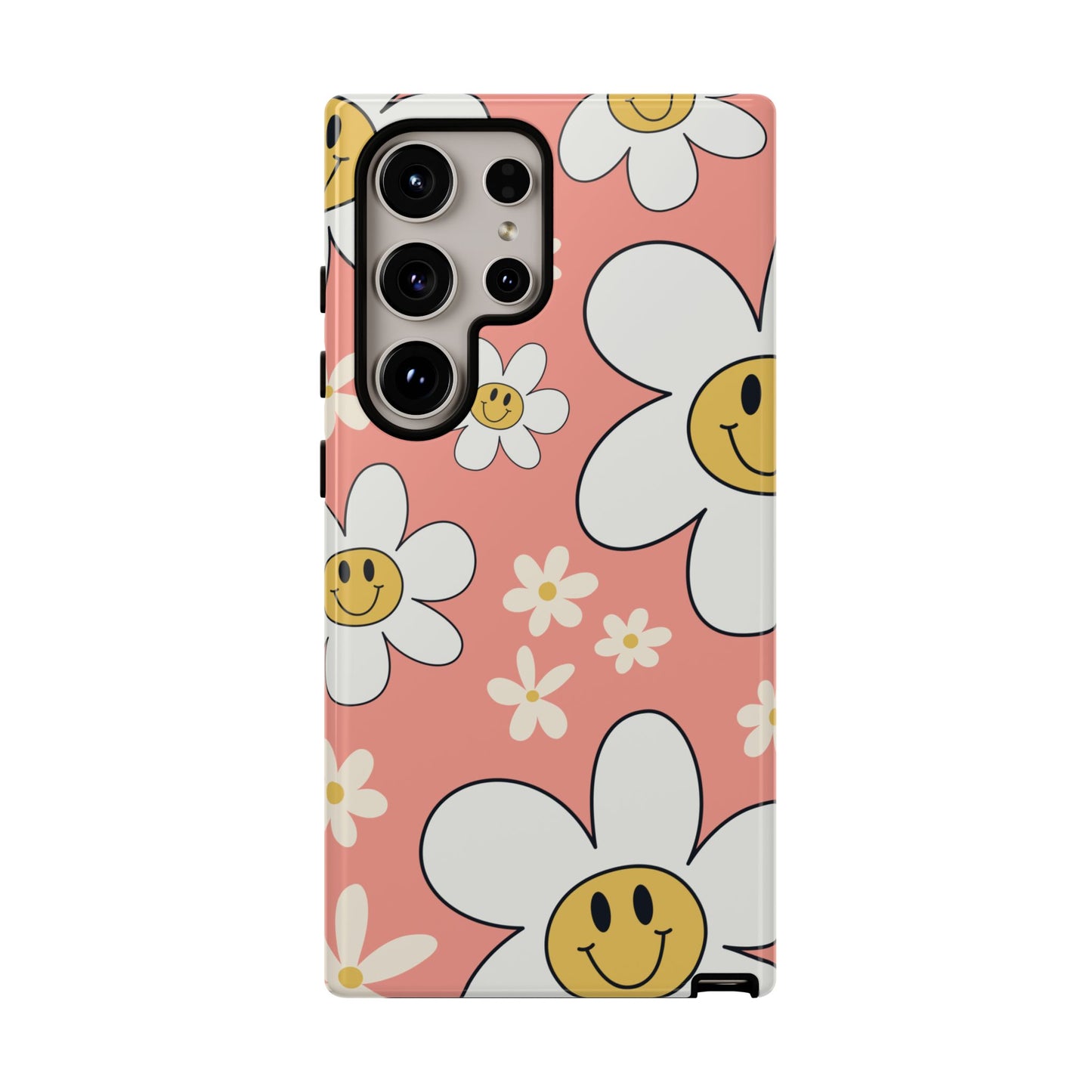 Fun Retro Daisy Pattern with Pink Background Phone Case - Pink Phone Case - Samsung Galaxy S24 Ultra / Glossy