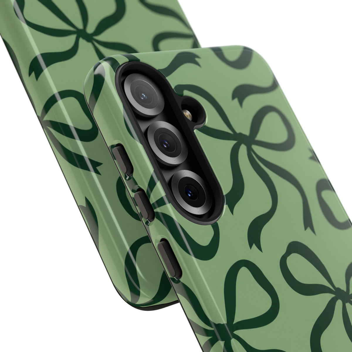 Bold Sage Green and Forest Green Bow Pattern Phone Case