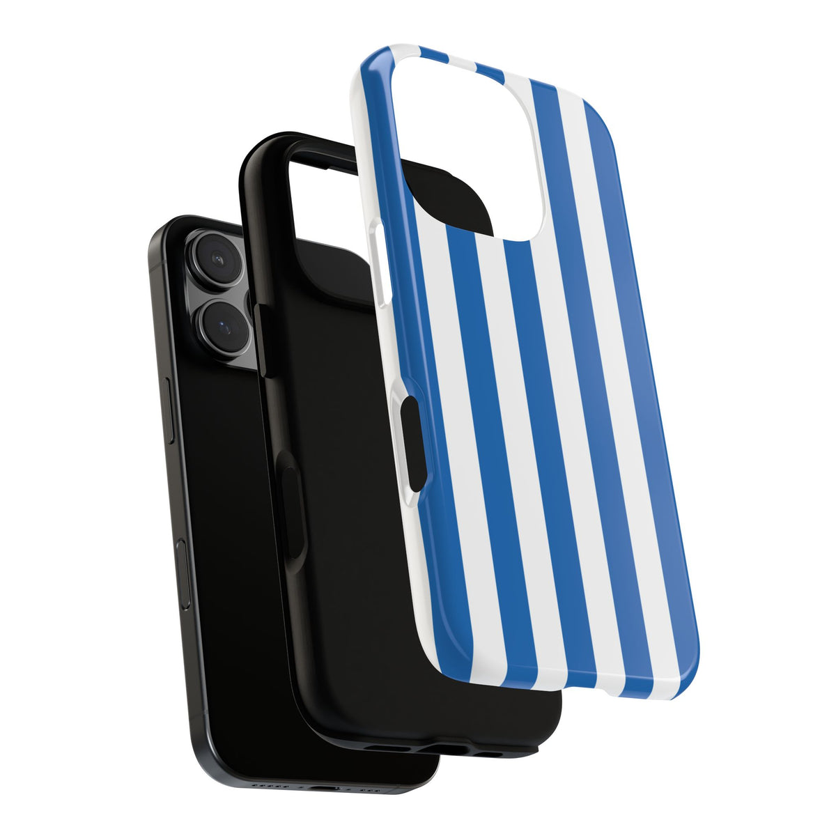 Simple Light Blue & White Stripe Pattern Phone Case - White Phone Case