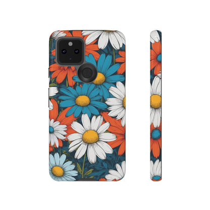 Pop Art Daisies Illustration "Red & Blue" Phone Case