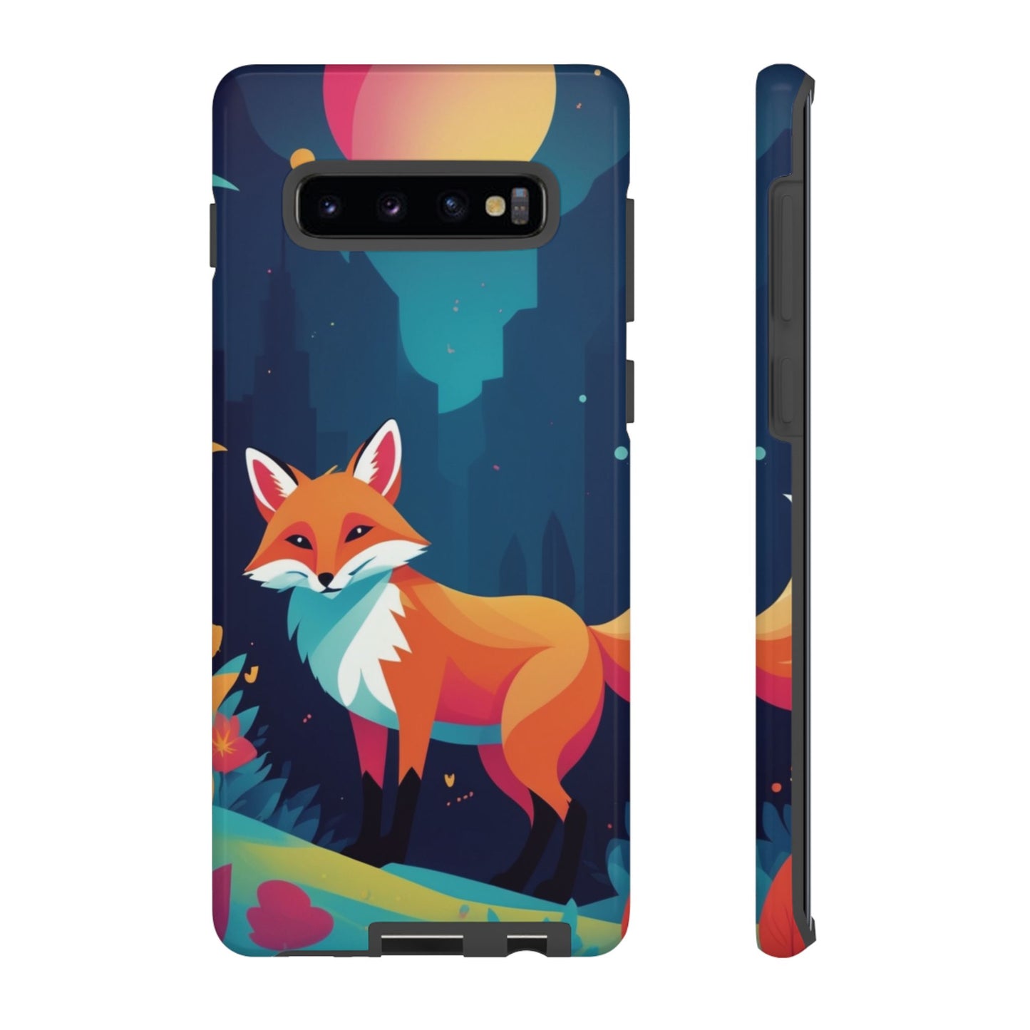 Samsung Galaxy S10 Plus / Glossy Phone Case - Stylised Fox Design Phone Case
