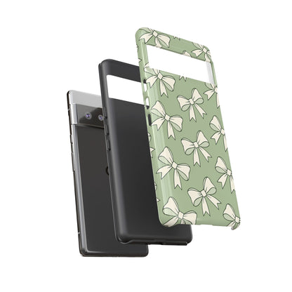 Chic Sage Green Bow Pattern Phone Case