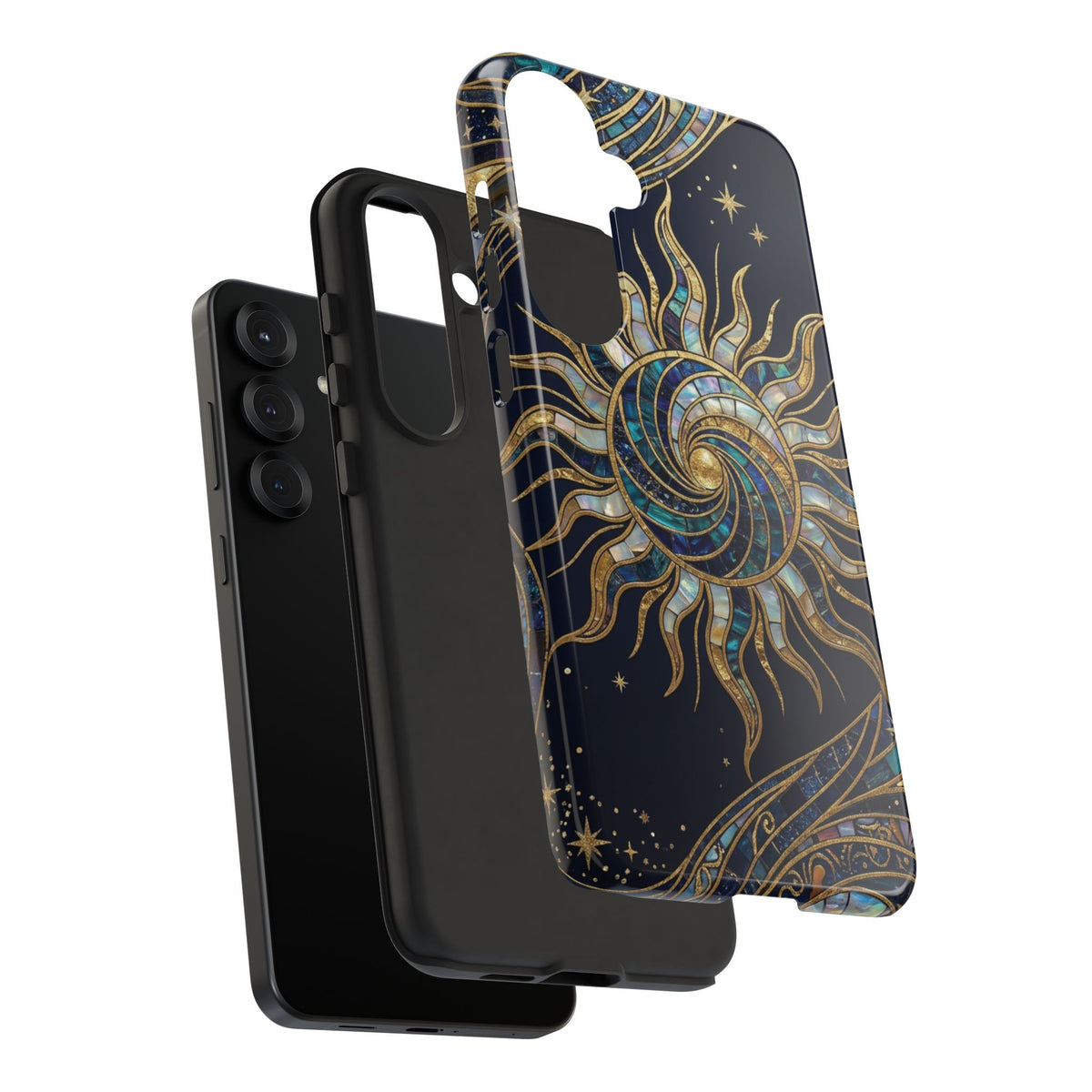 Elegant Navy & Gold Solar Spiral Phone Case