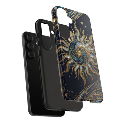 Elegant Navy & Gold Solar Spiral Phone Case