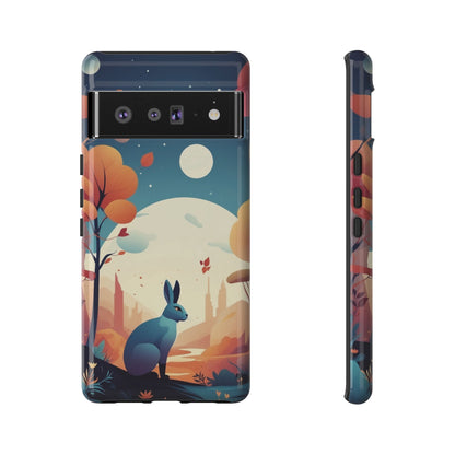 Stylised Blue Hare Design Phone Case