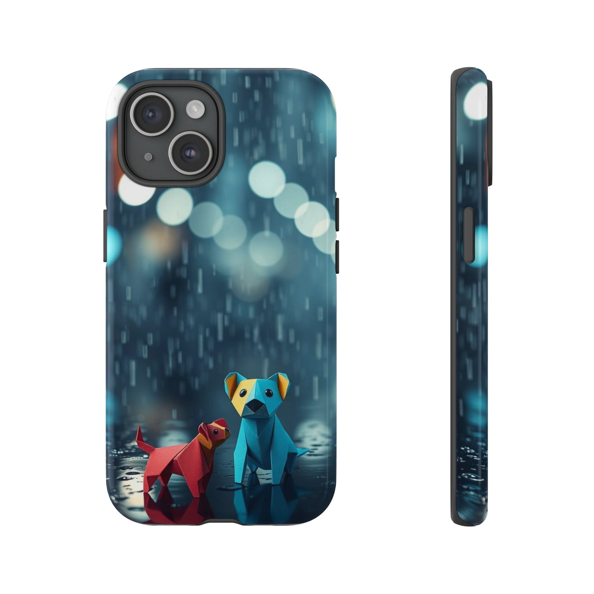 Cute Origami ’Wee Pals’ Design Phone Case - Blue Phone Case - iPhone 15 / Glossy