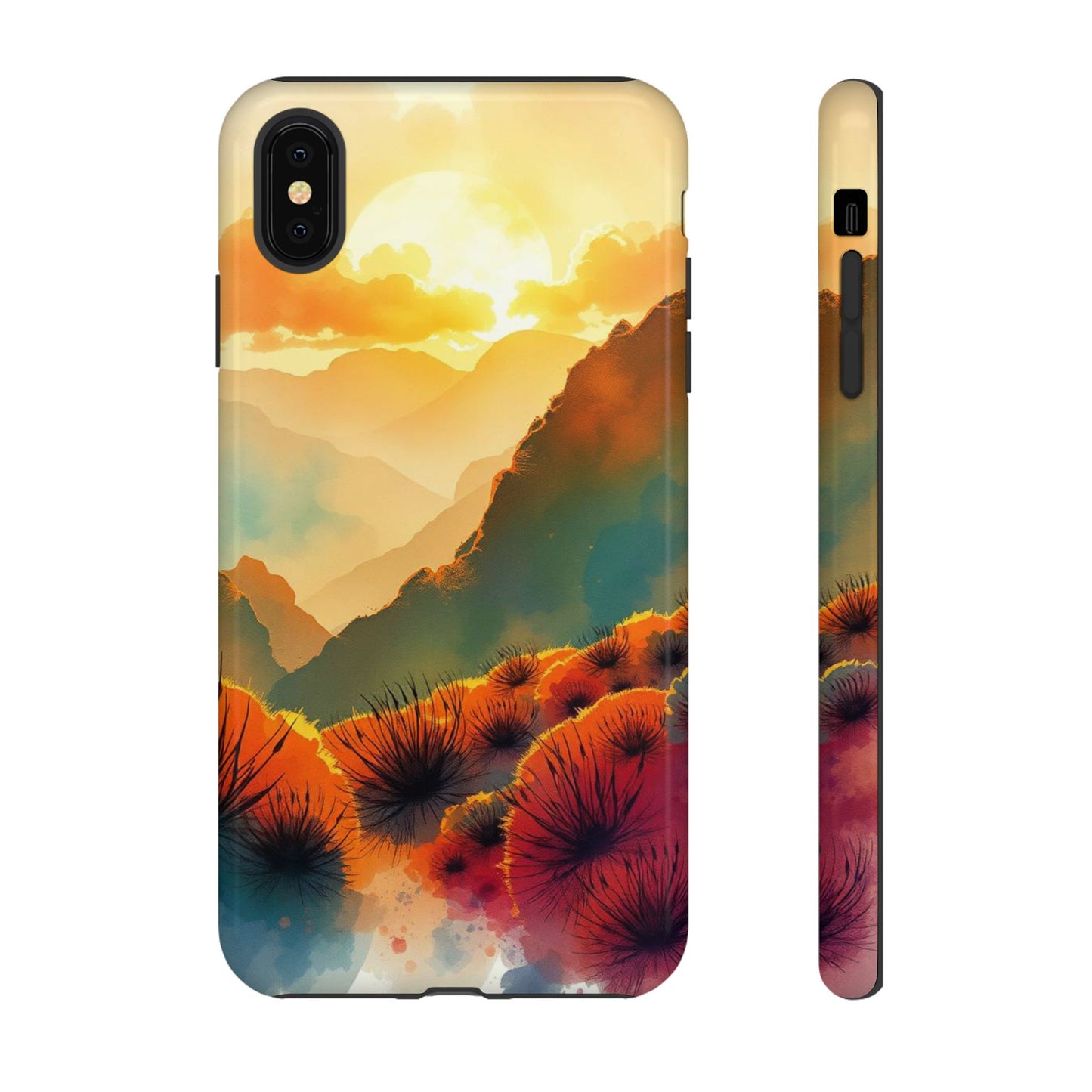 iPhone XS MAX / Glossy Phone Case - Ideallic Watercolour Sunset Design Phone Case