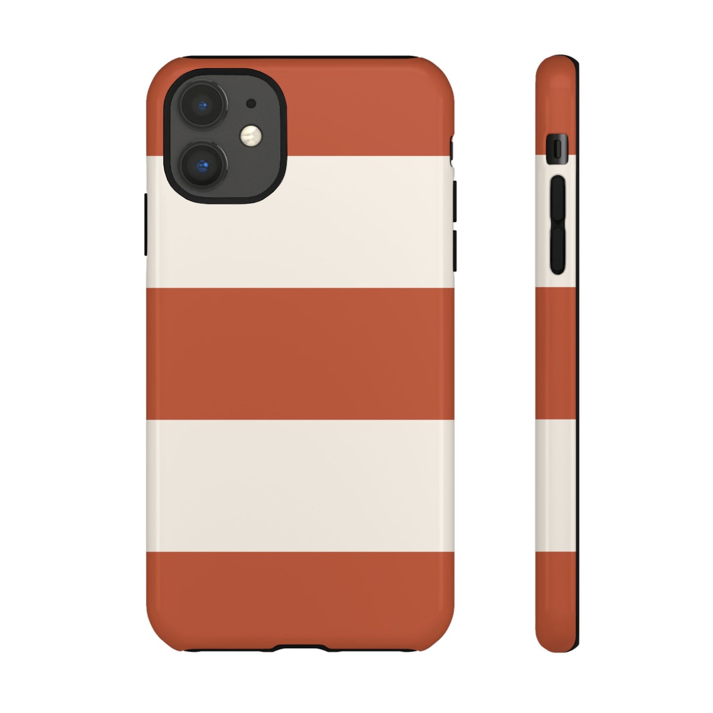 iPhone 11 / Glossy Phone Case - Terracotta Horizontal Stripe Pattern Phone Case