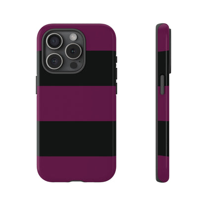 iPhone 15 Pro / Glossy Phone Case - Purple & Black Horizontal Stripe Pattern Phone Case