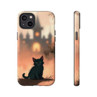 iPhone 14 Plus / Glossy Phone Case - Cute Gothic Cat Design Phone Case