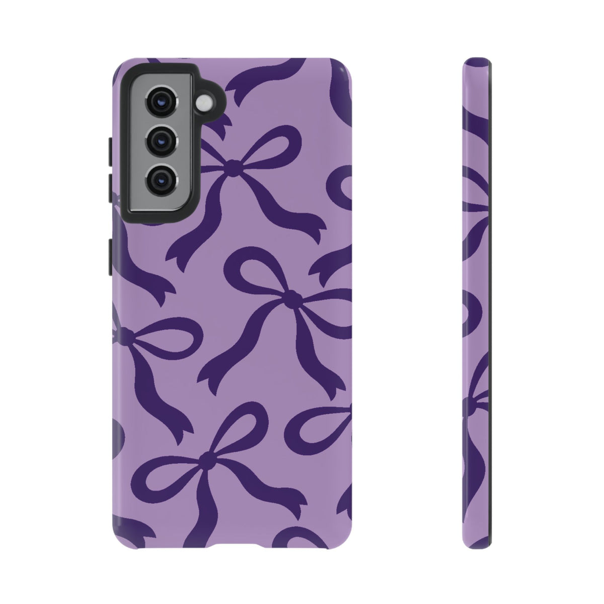 Bold Lilac and Deep Purple Bow Pattern Phone Case - Purple Phone Case - Samsung Galaxy S21 / Glossy