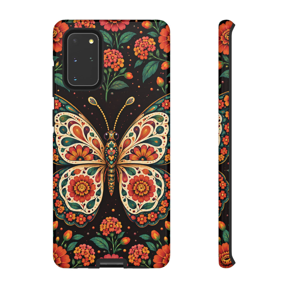 Vibrant Terracotta and Teal Calavera Butterfly Phone Case - Multicolor Phone Case - Samsung Galaxy S20+ / Glossy