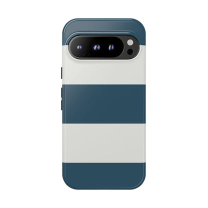 Google Pixel 9 Pro / Glossy Phone Case - Blue & White Horizontal Stripe Pattern Phone Case