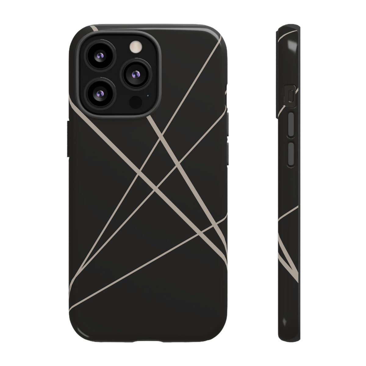 Abstract Black with Grey Lines Phone Case - Black Phone Case - iPhone 13 Pro / Glossy