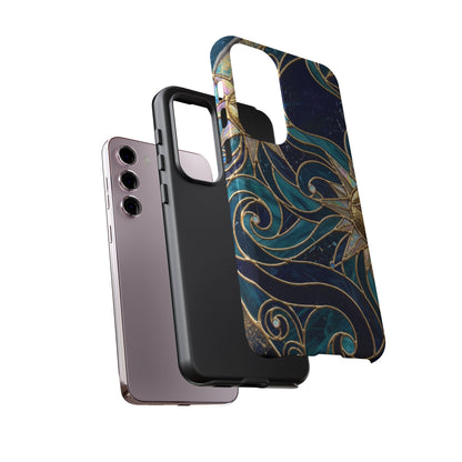 Elegant Teal & Gold Celestial Suns Phone Case