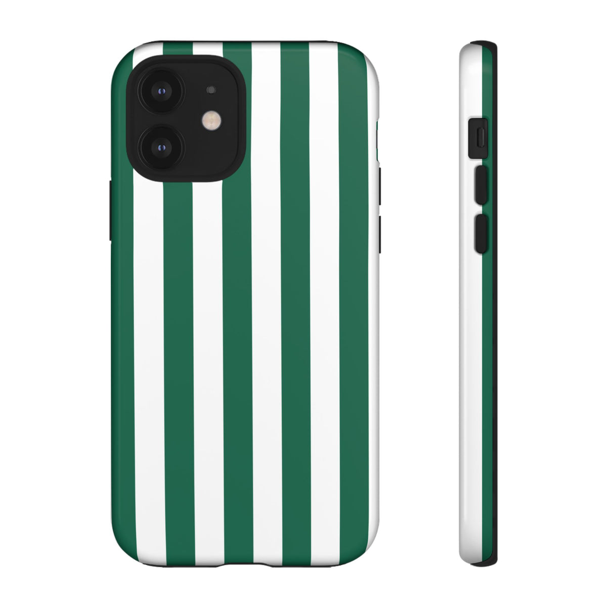 Simple Green & White Stripe Pattern Phone Case - Green Phone Case - iPhone 12 / Glossy