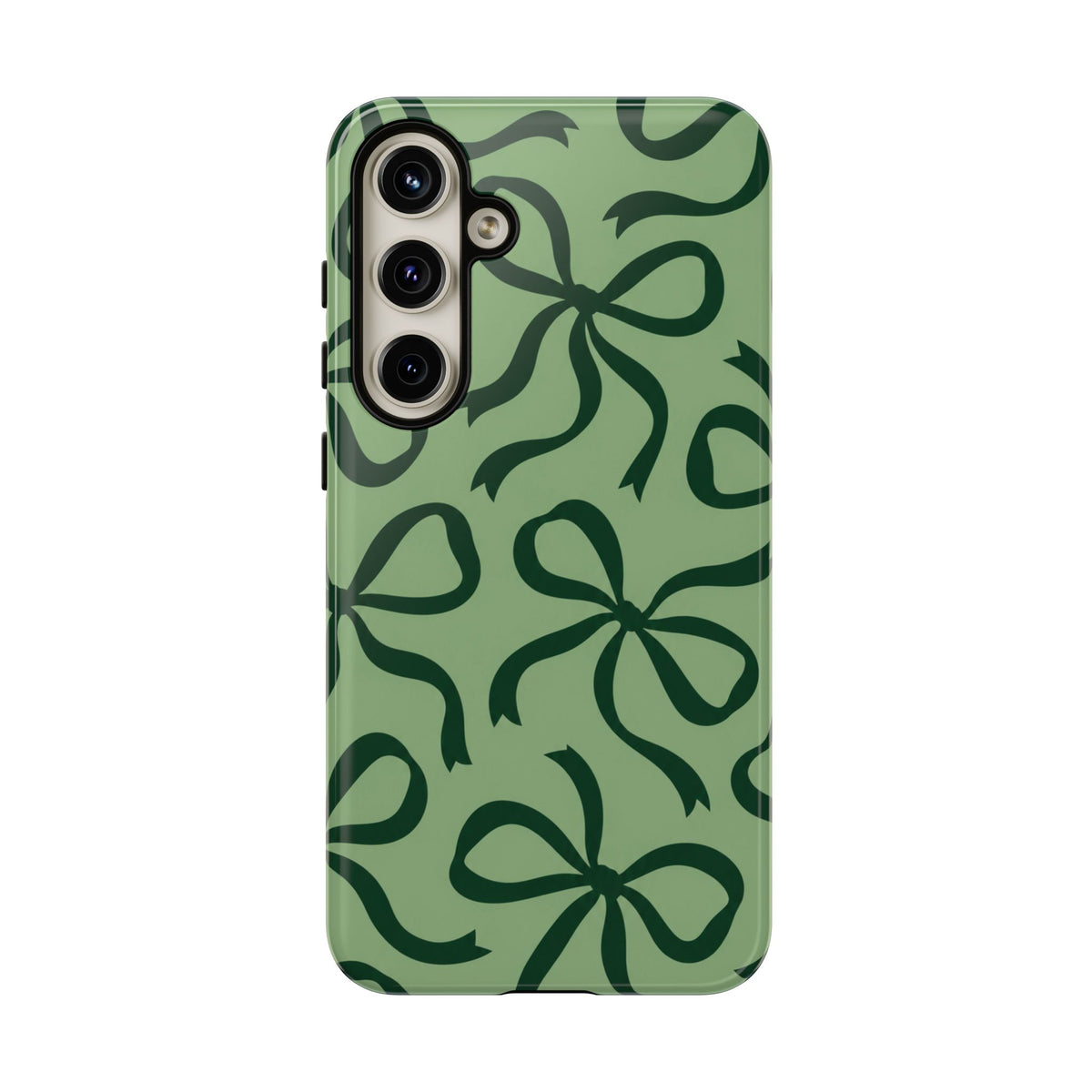 Bold Sage Green and Forest Green Bow Pattern Phone Case