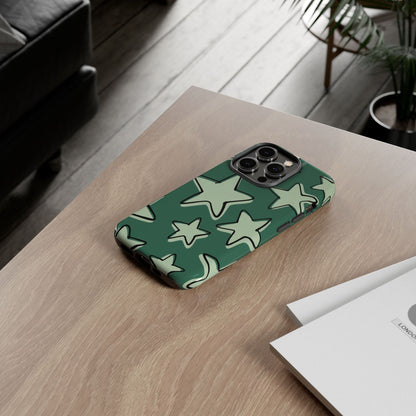 Forest Green Doodle Star Phone Case