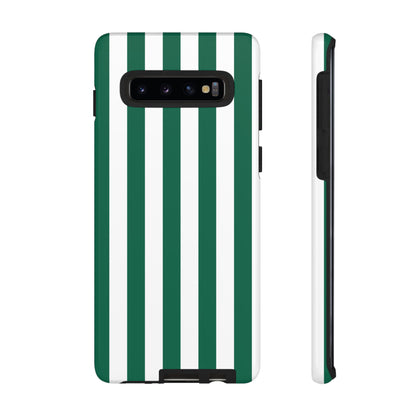 Samsung Galaxy S10 / Glossy Phone Case - Simple Green & White Stripe Pattern Phone Case