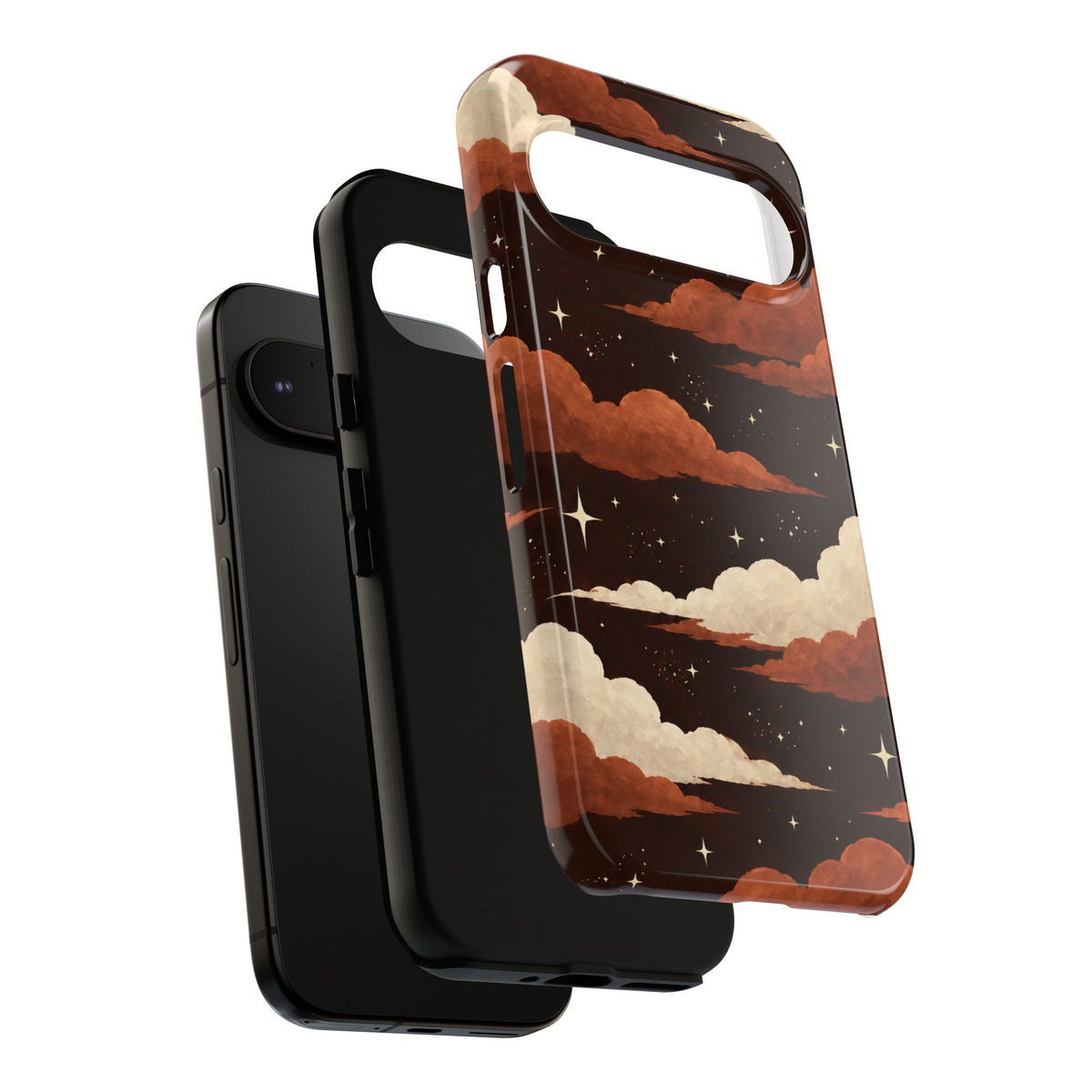 Illustrated Burnt Orange Clouds & Stars Phone Case