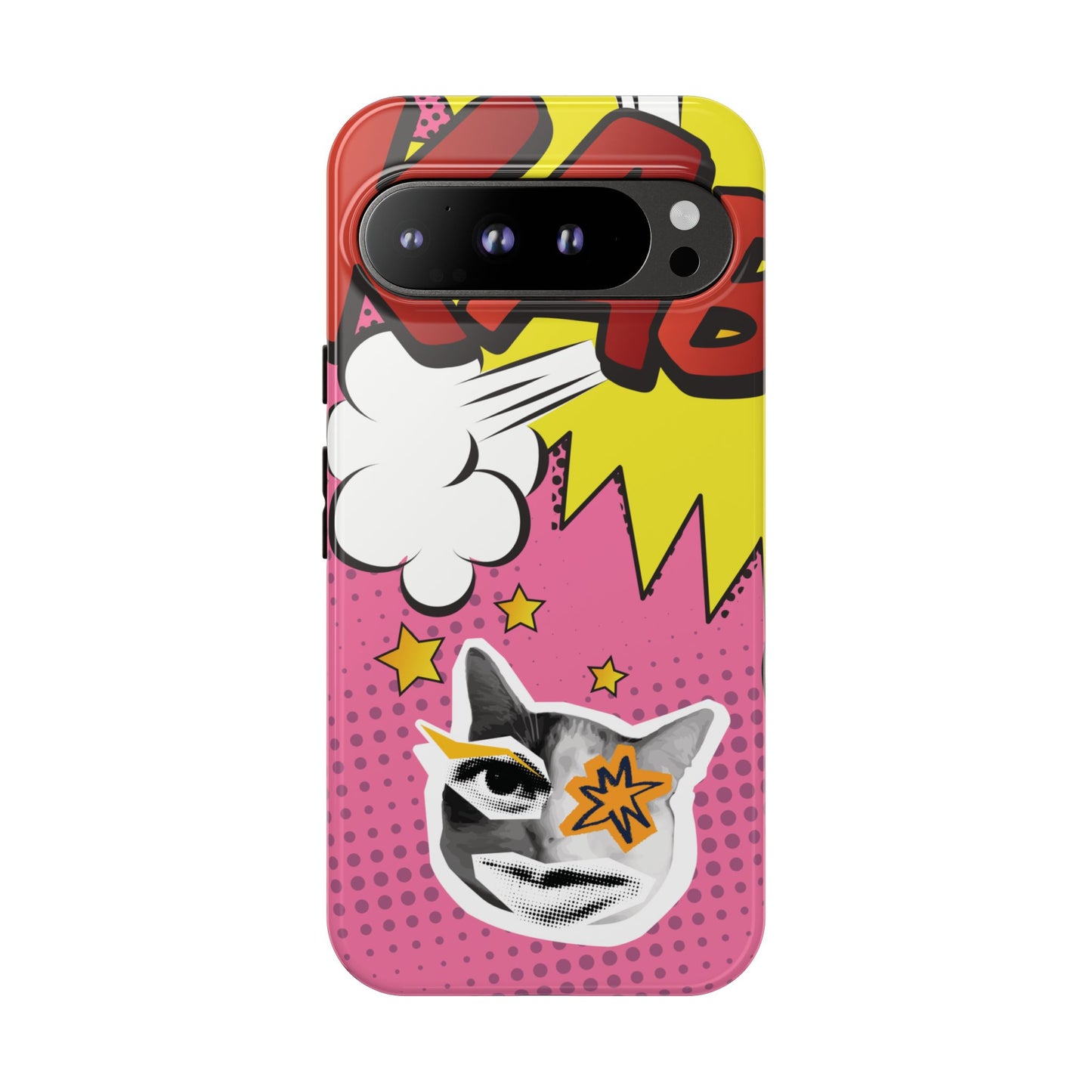 Bold Pink Pop Art Cat Phone Case - Pink Phone Case - Google Pixel 9 Pro XL / Glossy