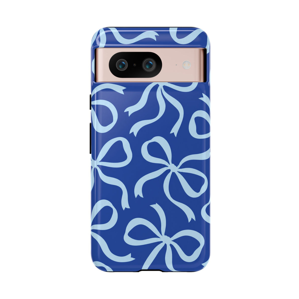 Bold Cobalt Blue and Powder Blue Bow Pattern Phone Case