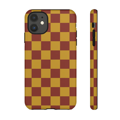 Trendy Mustard & Burgandy Checked Pattern Phone Case - Brown Phone Case - iPhone 11 / Glossy